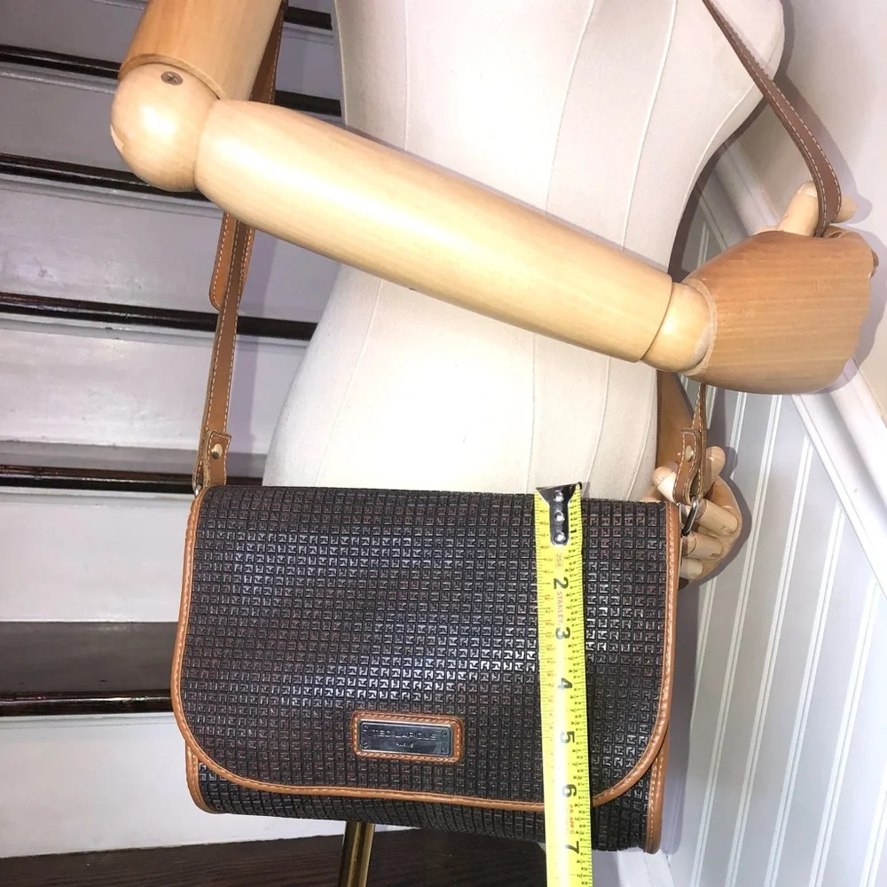 TED LAPIDUS Paris Monogram Leather PVC Crossbody Strap Shoulder Bag RARE HTF